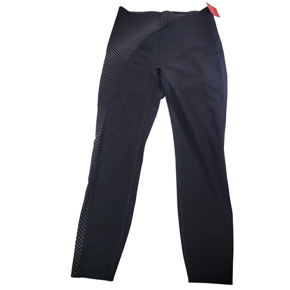 Spanx Women Every.Wear Black Asymmetrical Reflective Leggings Black Size S